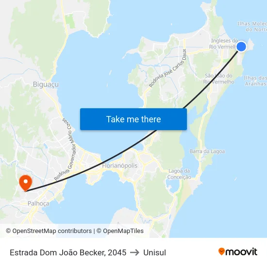 Estrada Dom João Becker, 2045 to Unisul map