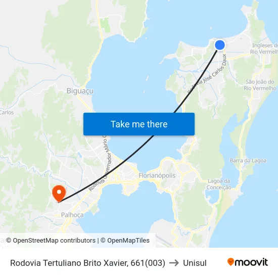 Rodovia Tertuliano Brito Xavier, 661(003) to Unisul map
