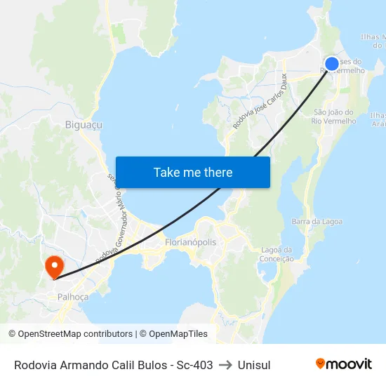 Rodovia Armando Calil Bulos - Sc-403 to Unisul map