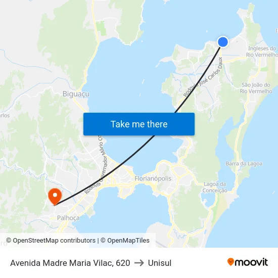 Avenida Madre Maria Vilac, 620 to Unisul map