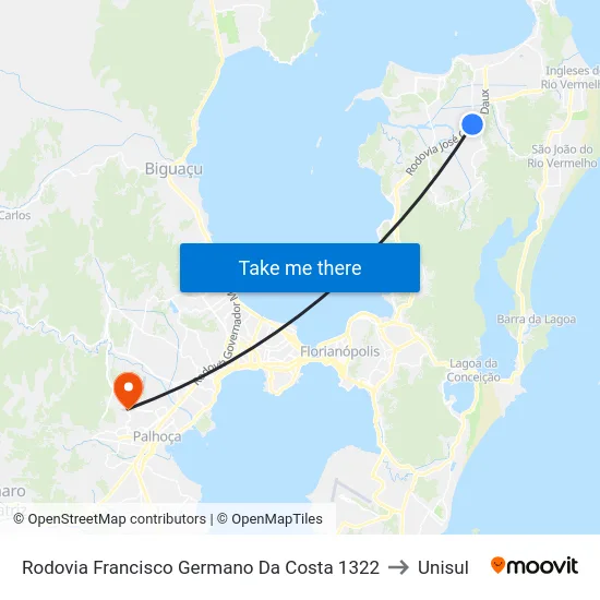 Rodovia Francisco Germano Da Costa 1322 to Unisul map