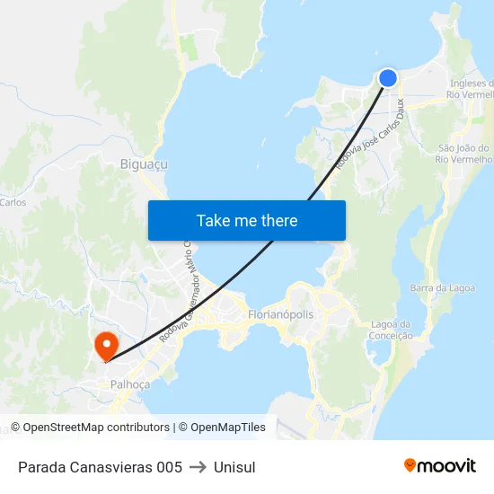 Parada Canasvieras 005 to Unisul map