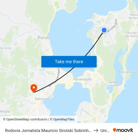 Rodovia Jornalista Maurício Sirotski Sobrinho, 1050 to Unisul map