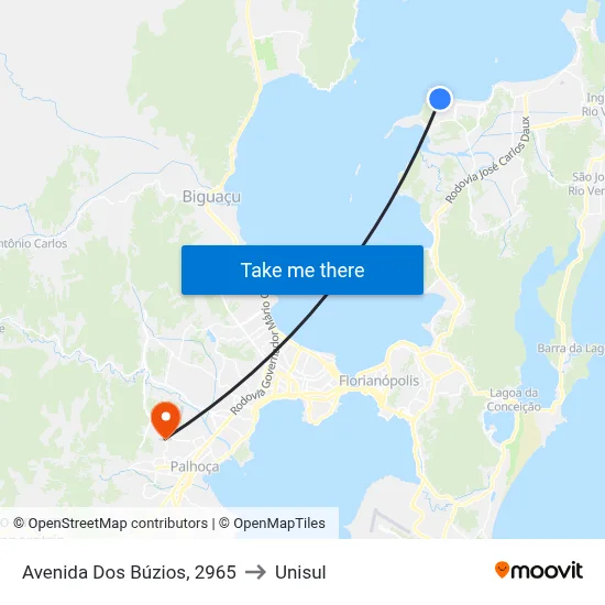 Avenida Dos Búzios, 2965 to Unisul map