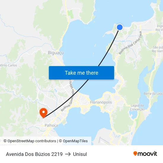 Avenida Dos Búzios 2219 to Unisul map