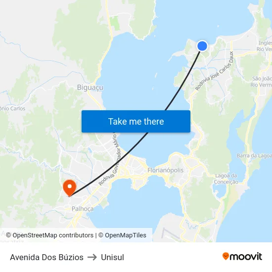 Avenida Dos Búzios to Unisul map