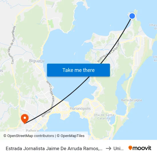 Estrada Jornalista Jaime De Arruda Ramos, 288 to Unisul map