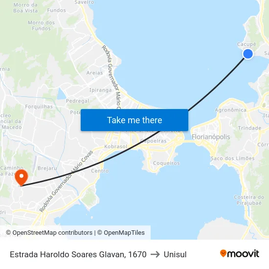 Estrada Haroldo Soares Glavan, 1670 to Unisul map