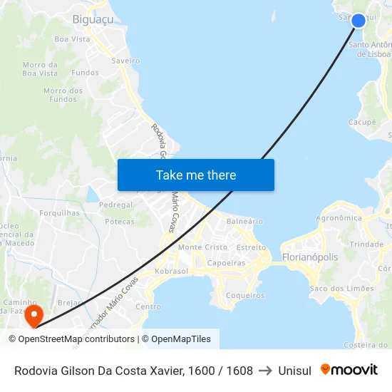 Rodovia Gilson Da Costa Xavier, 1600 / 1608 to Unisul map