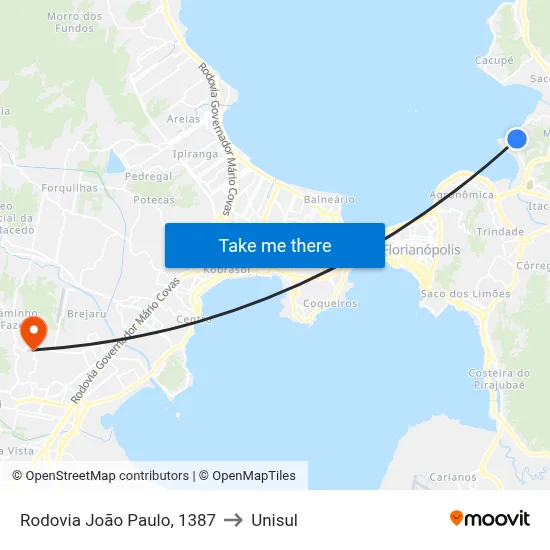 Rodovia João Paulo, 1387 to Unisul map