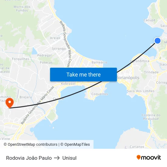 Rodovia João Paulo to Unisul map