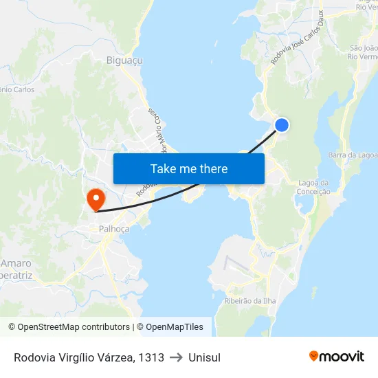 Rodovia Virgílio Várzea, 1313 to Unisul map