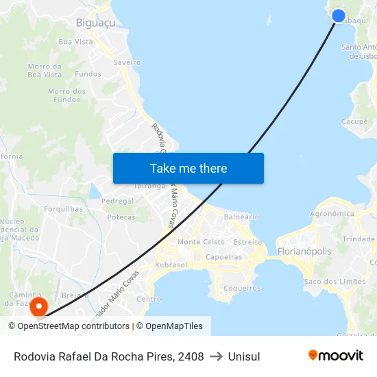 Rodovia Rafael Da Rocha Pires, 2408 to Unisul map