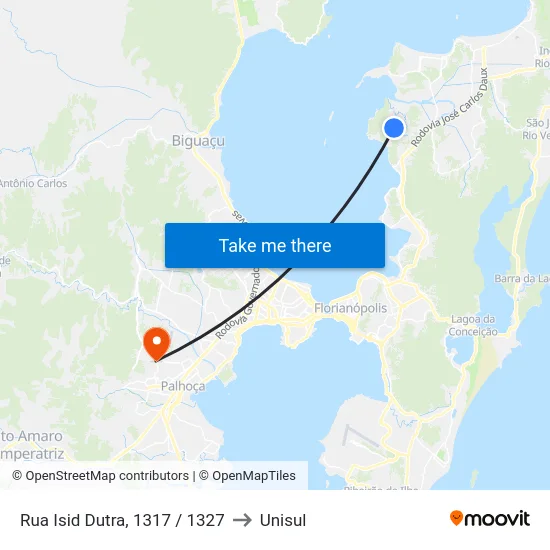 Rua Isid Dutra, 1317 / 1327 to Unisul map