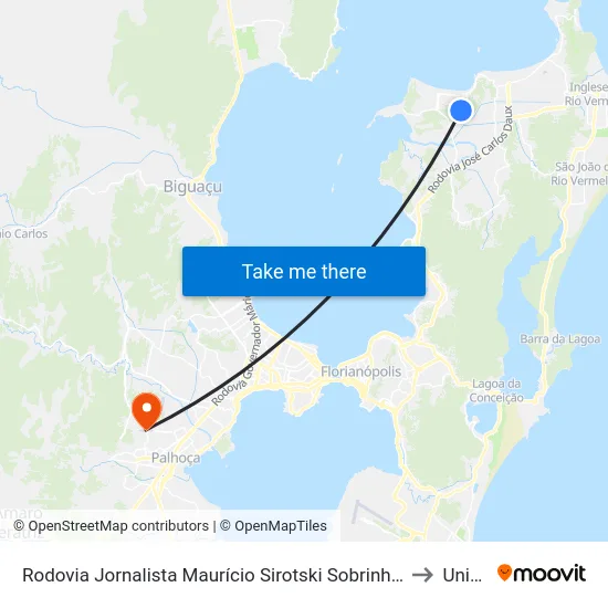 Rodovia Jornalista Maurício Sirotski Sobrinho, 5033 to Unisul map