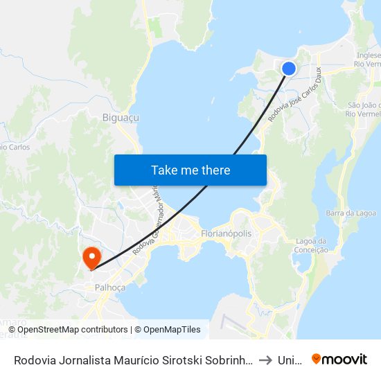 Rodovia Jornalista Maurício Sirotski Sobrinho, 5243 to Unisul map