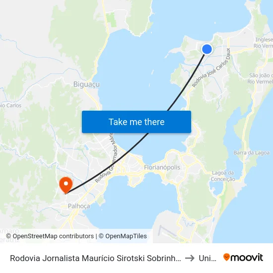 Rodovia Jornalista Maurício Sirotski Sobrinho, 5243 to Unisul map