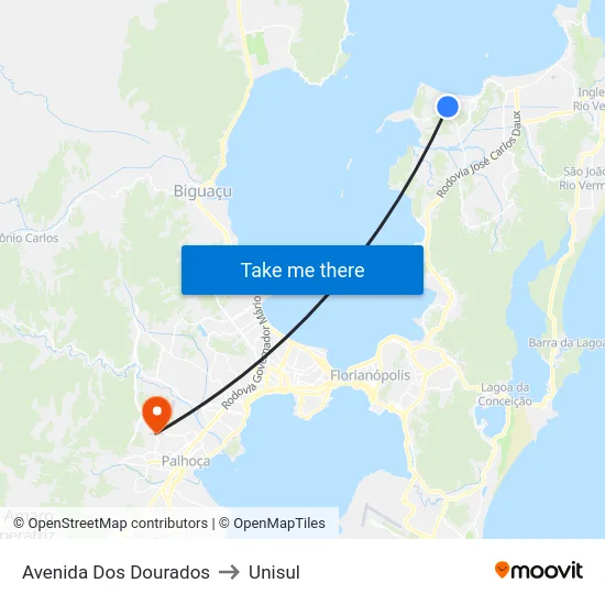 Avenida Dos Dourados to Unisul map