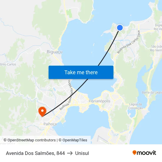 Avenida Dos Salmões, 844 to Unisul map
