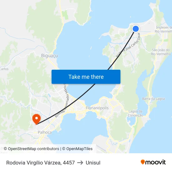 Rodovia Virgílio Várzea, 4457 to Unisul map