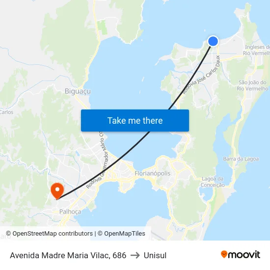 Avenida Madre Maria Vilac, 686 to Unisul map