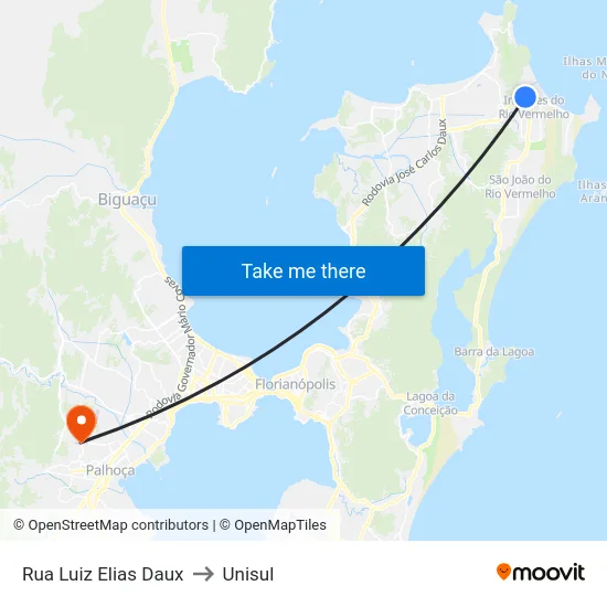 Rua Luiz Elias Daux to Unisul map