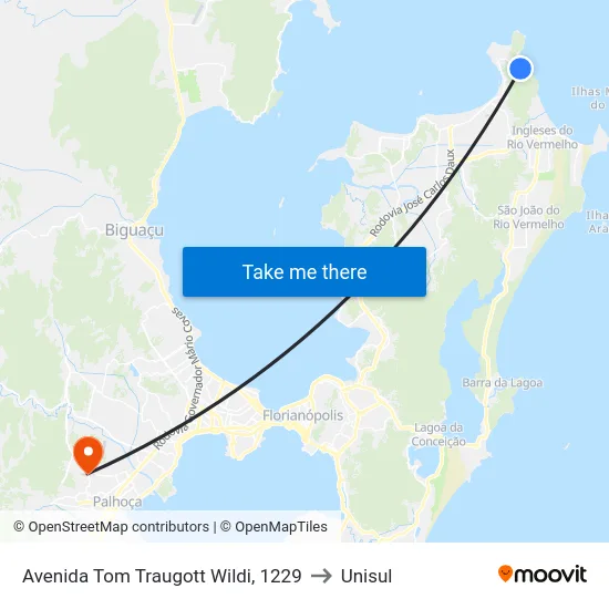 Avenida Tom Traugott Wildi, 1229 to Unisul map