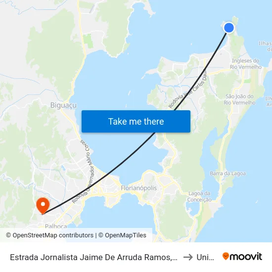 Estrada Jornalista Jaime De Arruda Ramos, 288 to Unisul map
