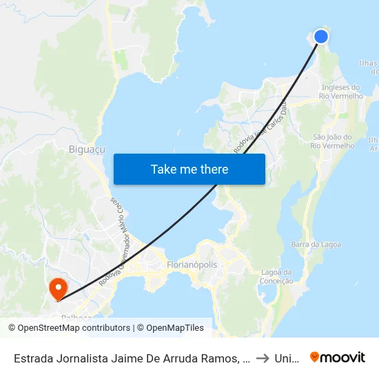 Estrada Jornalista Jaime De Arruda Ramos, 1972 to Unisul map