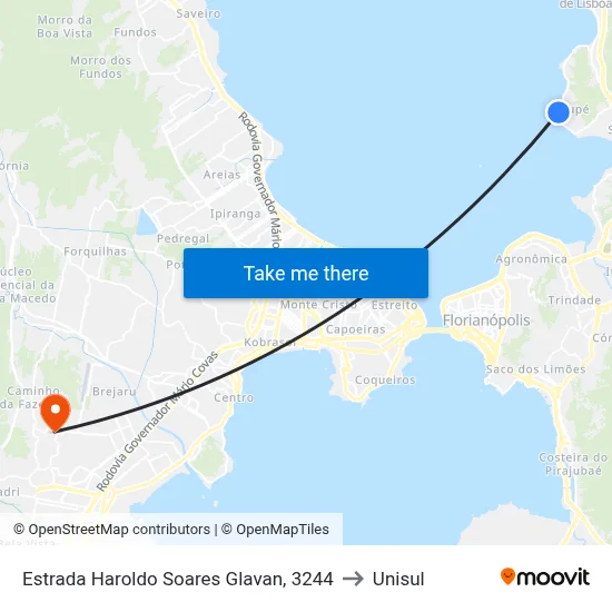 Estrada Haroldo Soares Glavan, 3244 to Unisul map