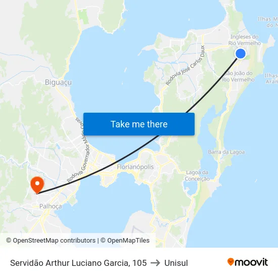 Servidão Arthur Luciano Garcia, 105 to Unisul map