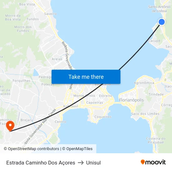 Estrada Caminho Dos Açores to Unisul map