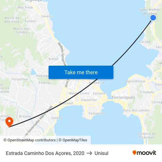 Estrada Caminho Dos Açores, 2020 to Unisul map