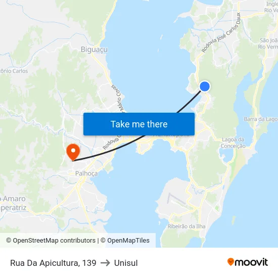 Rua Da Apicultura, 139 to Unisul map