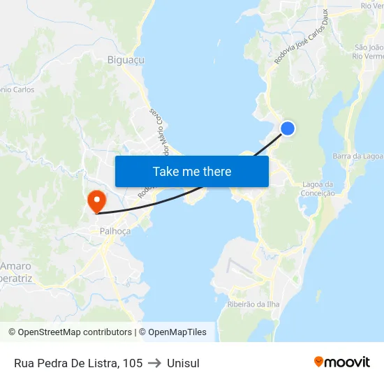 Rua Pedra De Listra, 105 to Unisul map