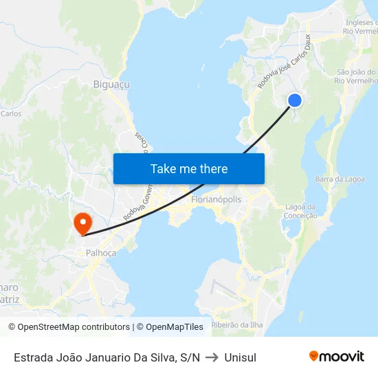 Estrada João Januario Da Silva, S/N to Unisul map