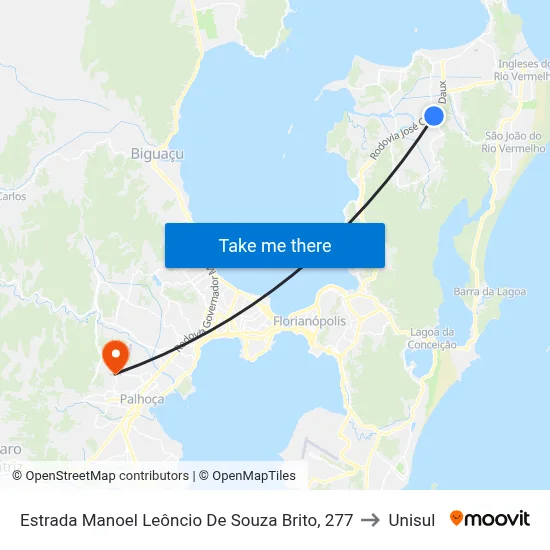 Estrada Manoel Leôncio De Souza Brito, 277 to Unisul map