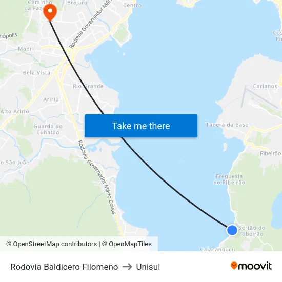 Rodovia Baldicero Filomeno to Unisul map