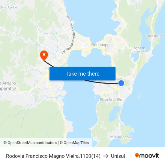 Rodovia Francisco Magno Vieira,1100(14) to Unisul map
