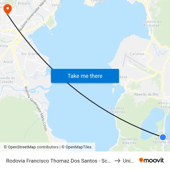 Rodovia Francisco Thomaz Dos Santos - Sc-406 to Unisul map