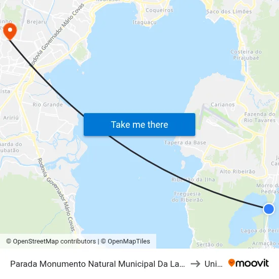 Parada Monumento Natural Municipal  Da Lagoa Do Peri to Unisul map