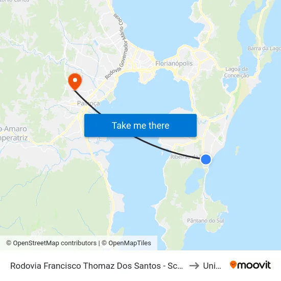 Rodovia Francisco Thomaz Dos Santos - Sc-406 to Unisul map