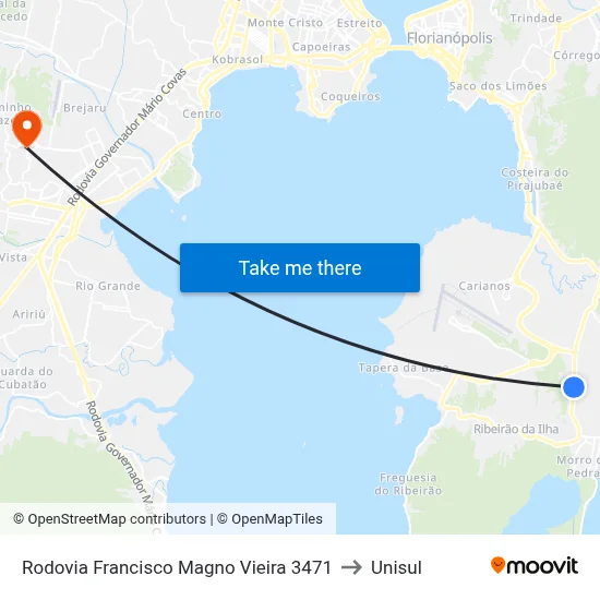 Rodovia Francisco Magno Vieira 3471 to Unisul map