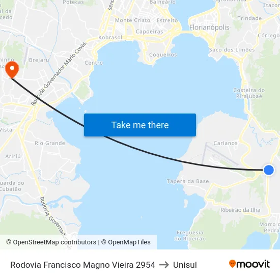 Rodovia Francisco Magno Vieira 2954 to Unisul map