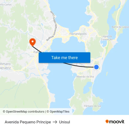 Avenida Pequeno Príncipe to Unisul map