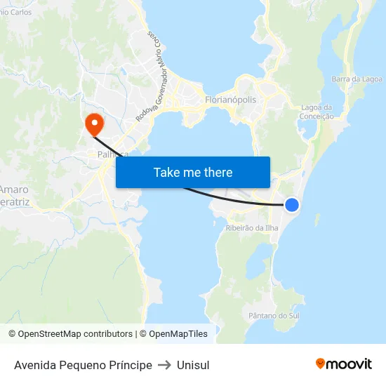 Avenida Pequeno Príncipe to Unisul map