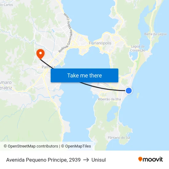 Avenida Pequeno Príncipe, 2939 to Unisul map