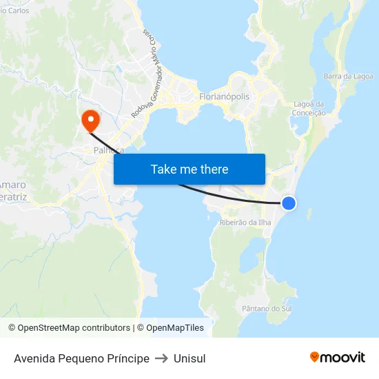 Avenida Pequeno Príncipe to Unisul map