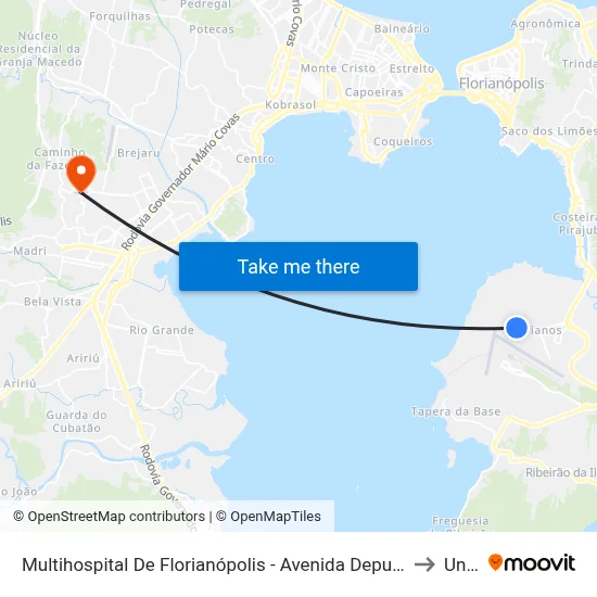 Multihospital De Florianópolis - Avenida Deputado Diomício Freitas to Unisul map