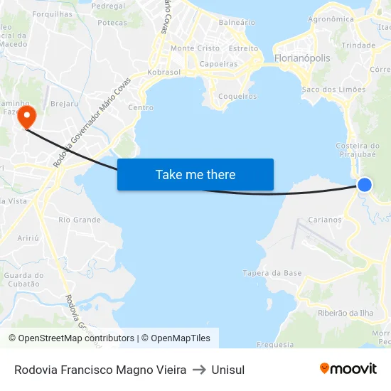 Rodovia Francisco Magno Vieira to Unisul map
